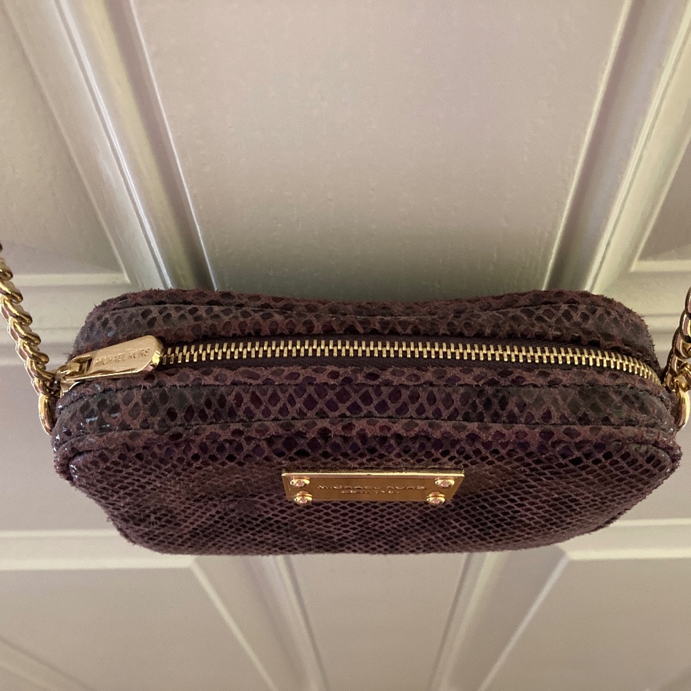 Michael Kors Purple Snake Embossed Leather Jet Set Crossbody Bag/32S12JSC1E/NEW - Picture 5 of 9